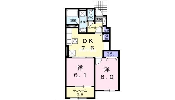 アルバーダ・MIII(2DK/1階)の間取り写真