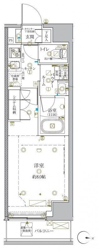 クレイシア新宿中落合(1K/2階)の間取り写真