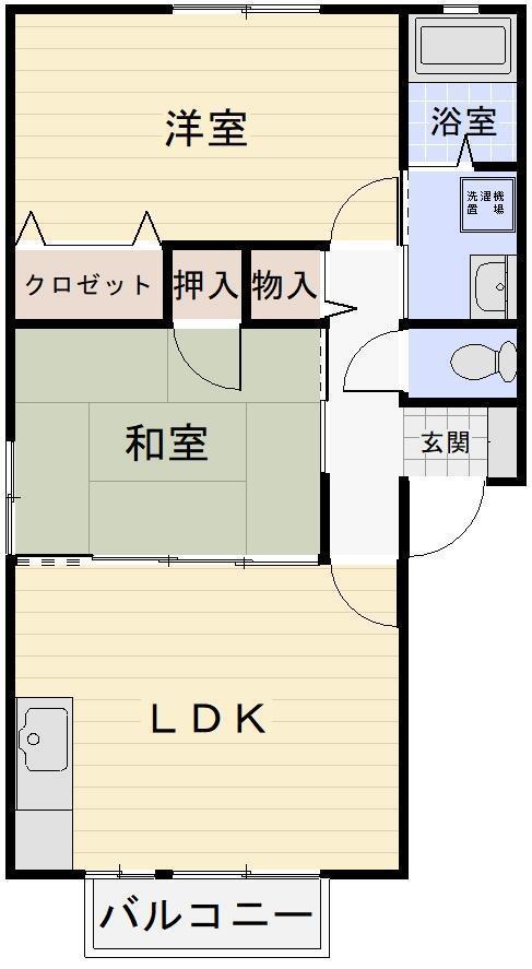 グリーンコートB棟(2LDK/2階)の間取り写真