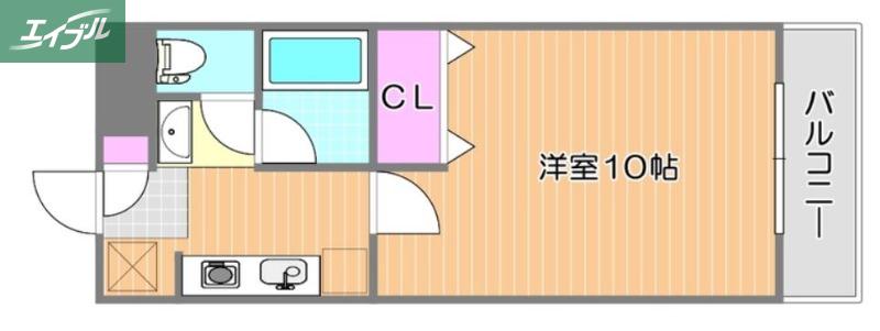 ピュアベルデ奥田本町(1K/1階)の間取り写真