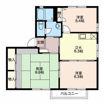 グリーンパレス(3DK/2階)の間取り写真
