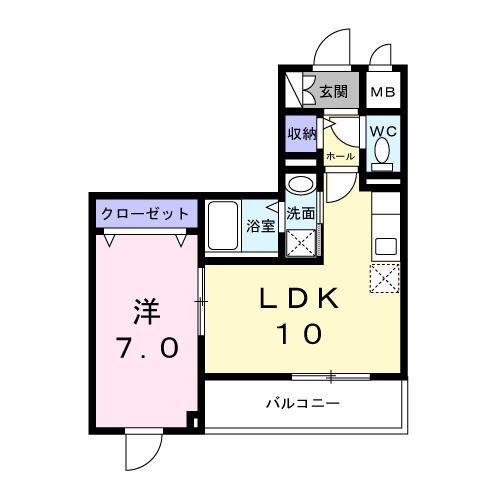 カルフール(1LDK/4階)の間取り写真