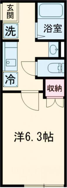 PLUME木更津(1K/2階)の間取り写真