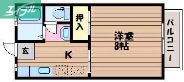 コーポ・レーベンB(1K/1階)の間取り写真