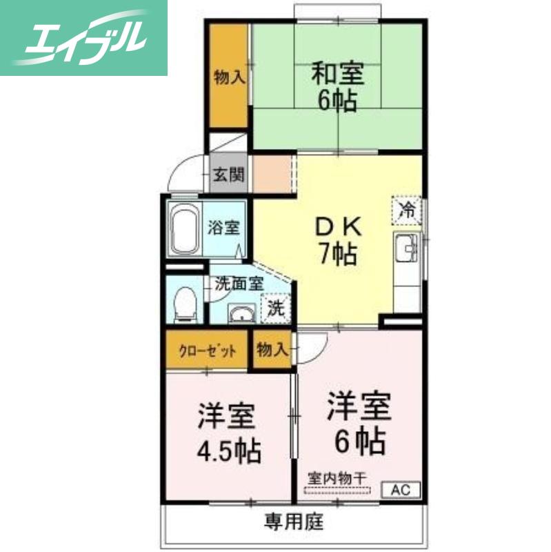 すみれハイツC棟(3DK/1階)の間取り写真
