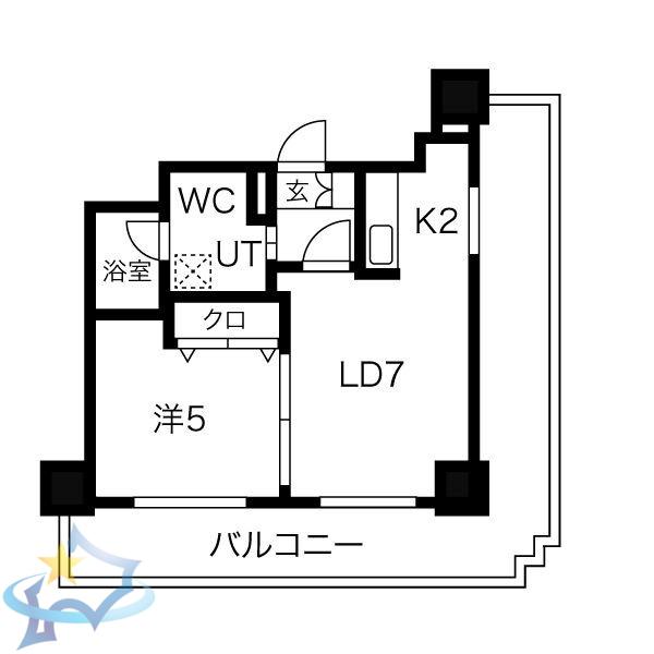 ジュエルタワー(1LDK/3階)の間取り写真