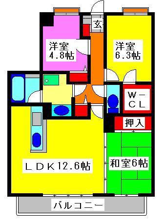 トーカンマンション新大江(3LDK/5階)の間取り写真