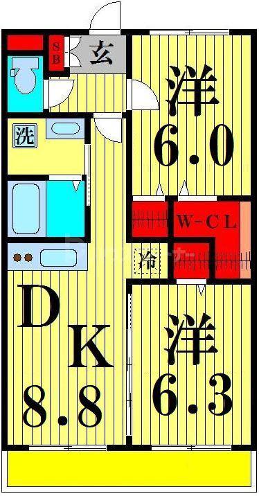 グッドフォレスト(2DK/1階)の間取り写真