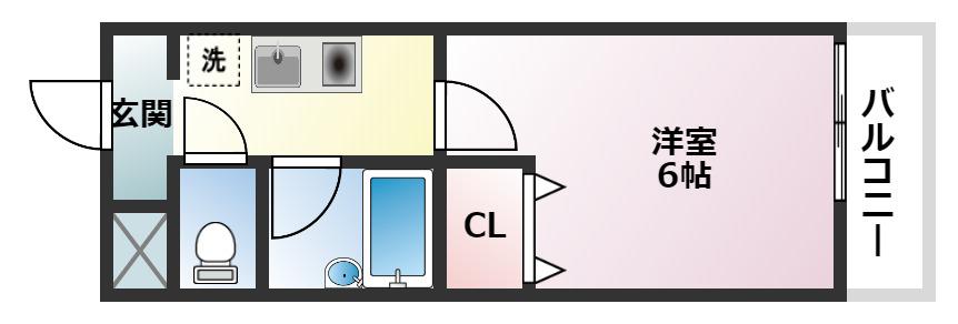 エスペランサ御影(1K/4階)の間取り写真