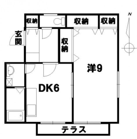 レジデンスカジウエ(1DK/1階)の間取り写真