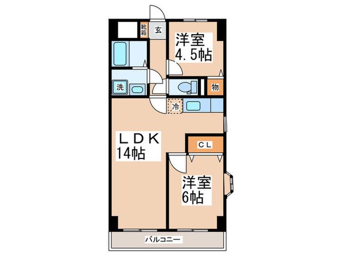 サンステージ北村(2LDK/2階)の間取り写真