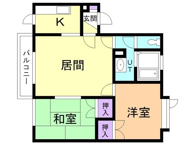 シオンハイツI(2LDK/1階)の間取り写真