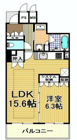 大阪福島タワー(1LDK/22階)の間取り写真