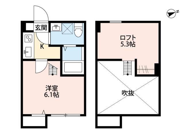 KURASUCO戸塚(1K/1階)の間取り写真