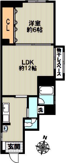 SD六甲(2K/1階)の間取り写真