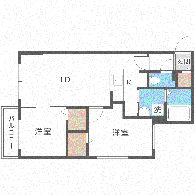 ブランシャール円山桜通(2LDK/2階)の間取り写真
