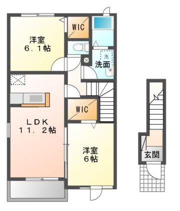 ライジング・サンHK I(2LDK/2階)の間取り写真