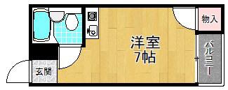 マンショングリーン(ワンルーム/3階)の間取り写真