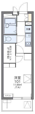レインボーステイツ(1K/2階)の間取り写真