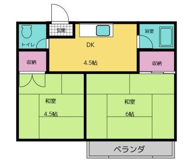 五月荘(2DK/2階)の間取り写真