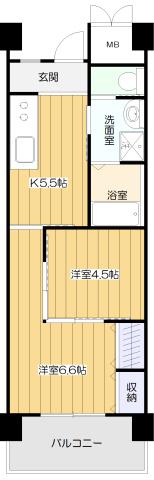 高優賃アメニティコート武庫之荘(2K/2階)の間取り写真