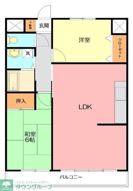 リステージ湘南川名(2LDK/6階)の間取り写真