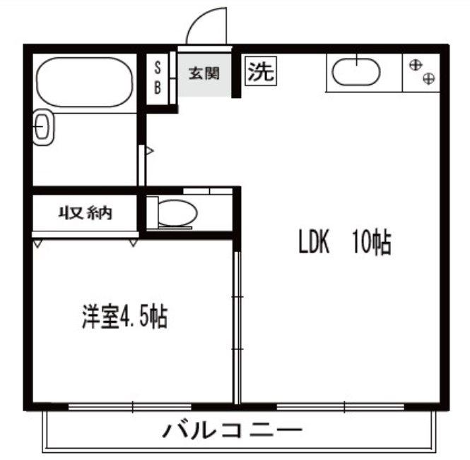 ムサシハイム(1LDK/1階)の間取り写真