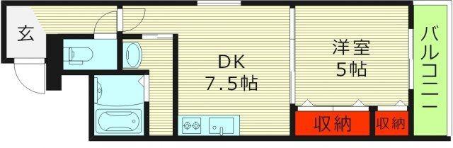 フジパレス中宮III番館(1DK/1階)の間取り写真