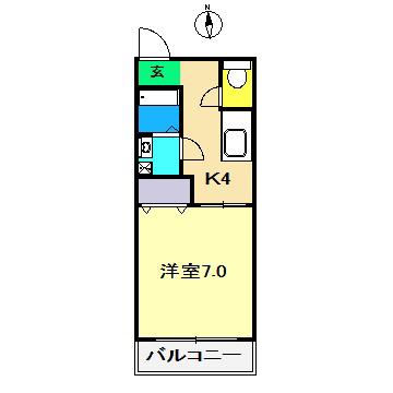 JR土讃線 小村神社前駅 徒歩118分 2階建 築25年(1K/1階)の間取り写真