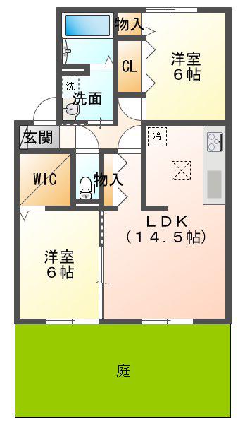 ECO SOLEIL(2LDK/1階)の間取り写真