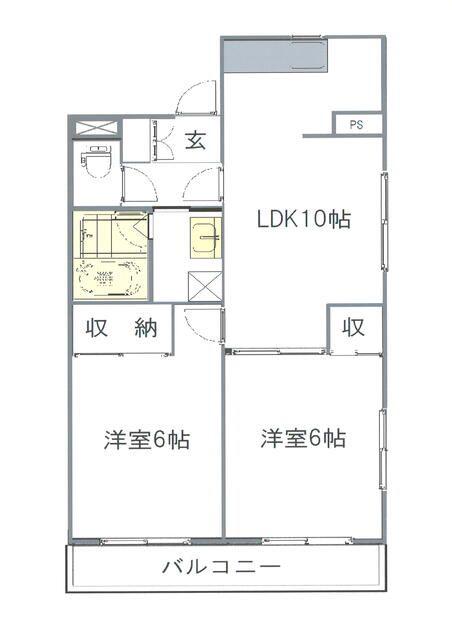 フルセイル橋本III(2LDK/8階)の間取り写真