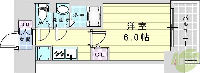 ファーストフィオーレ十三エリオ(1K/3階)の間取り写真