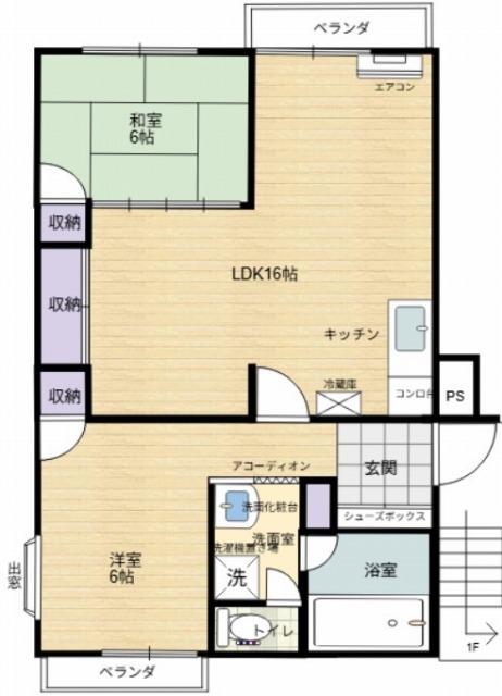イーストハウスイワサキ(2LDK/2階)の間取り写真