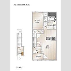 AFC RESIDENCE 中泉(1LDK/2階)の間取り写真