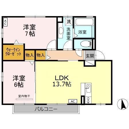 フォレスタ B(2LDK/2階)の間取り写真