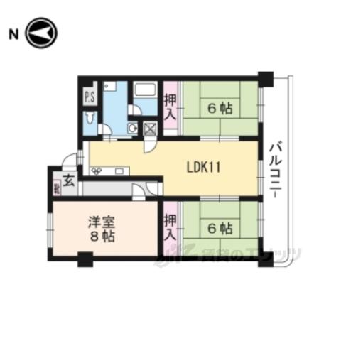 オウミビル(3LDK/5階)の間取り写真