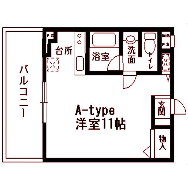 メゾンクレール2(ワンルーム/2階)の間取り写真