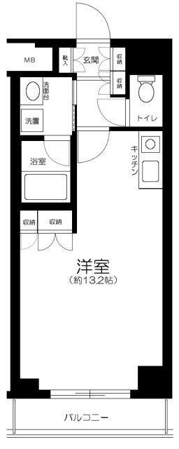 T S GARDEN 六郷土手(1K/2階)の間取り写真
