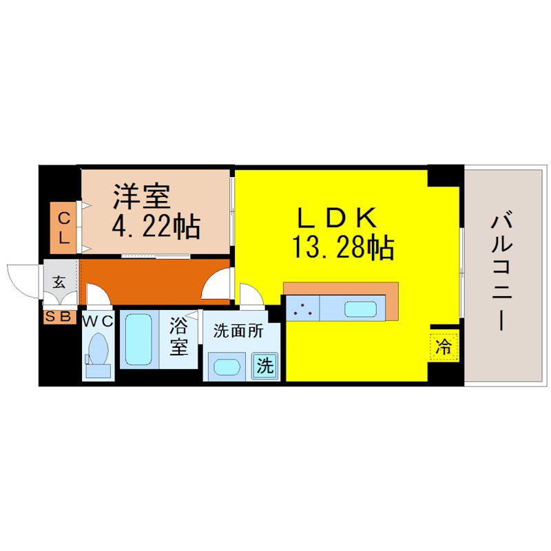 古出来エンブルコート(1LDK/7階)の間取り写真