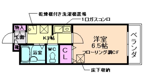 エトワール箕面(1K/1階)の間取り写真