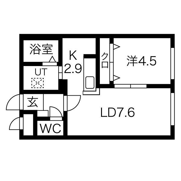 NOJU発寒南(1LDK/4階)の間取り写真