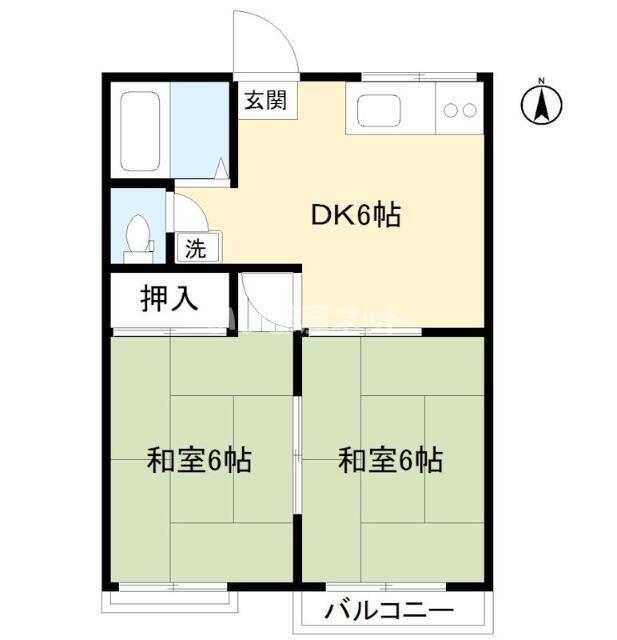 ハイツウエスト(2DK/2階)の間取り写真