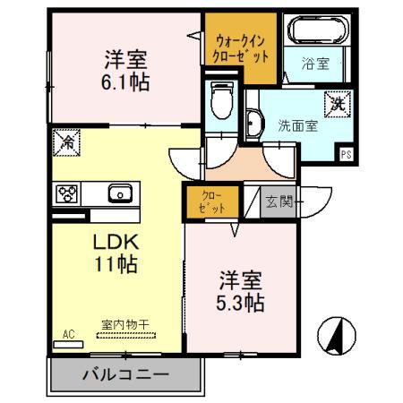 D-ROOM昆陽北(2LDK/3階)の間取り写真