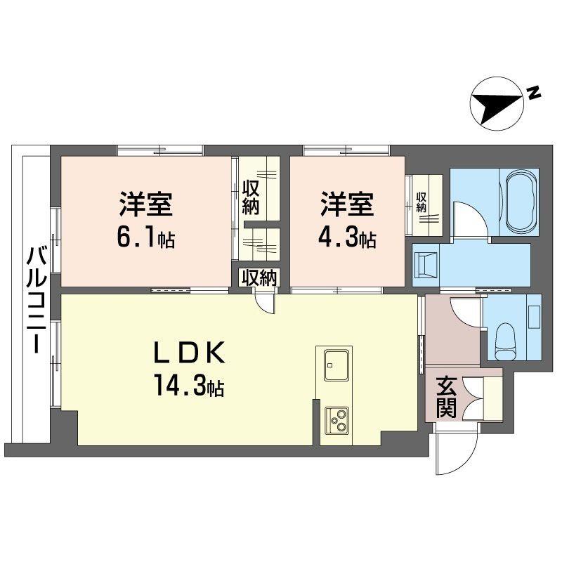 ベルシエル(2LDK/2階)の間取り写真