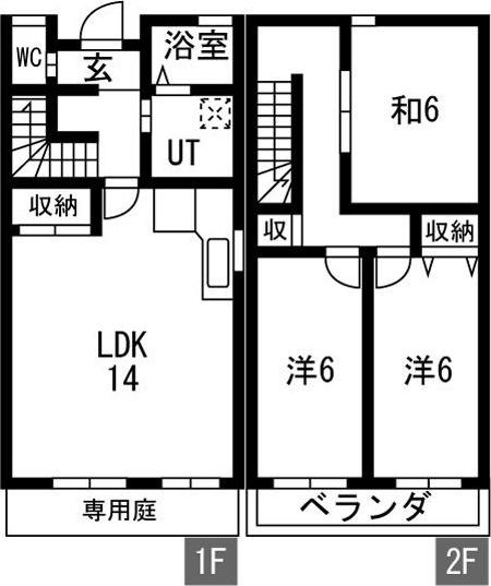 篠原ハイツ(3LDK/1階)の間取り写真