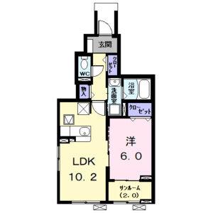クレール・アンジュII(1LDK/1階)の間取り写真
