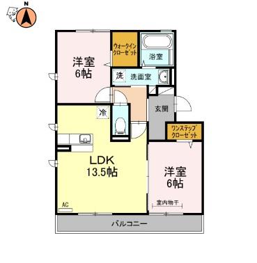 カルチェ ASUKA(2LDK/1階)の間取り写真