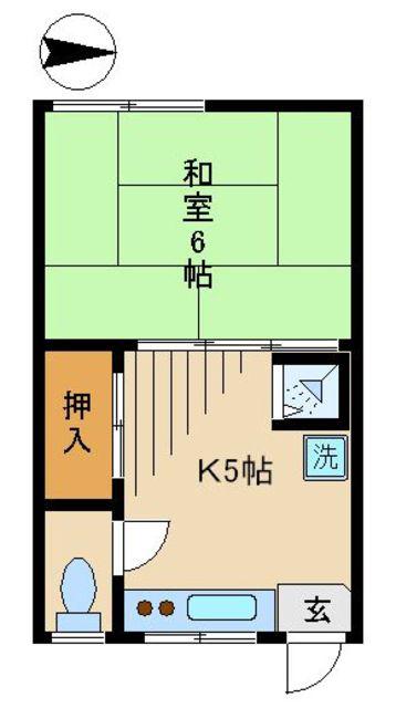 南風荘(1K/2階)の間取り写真