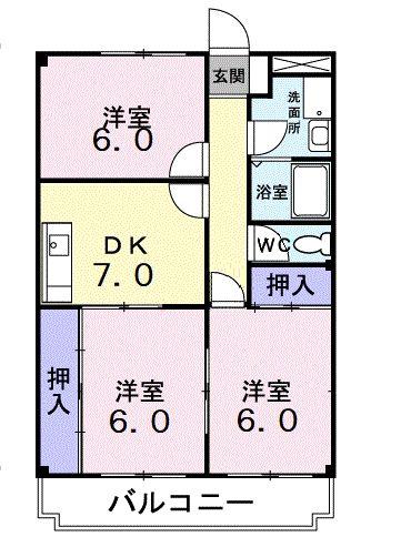 エンゲルベルク(3DK/3階)の間取り写真