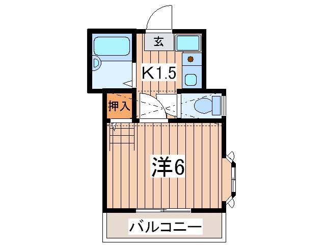 カサデルソル(1K/2階)の間取り写真